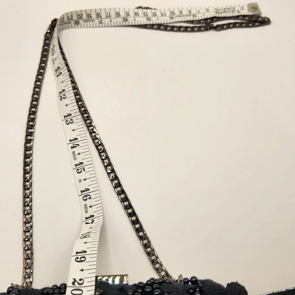 New Olga Berg Bonnie Black Lace Beaded Clutch Wedding Formal Bag Flower Floral B